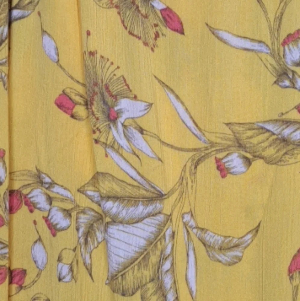 Express Yellow Floral Hi-Low Skirt Crinkle Lined Wrap Spring Boho Large - Picture 13 of 13